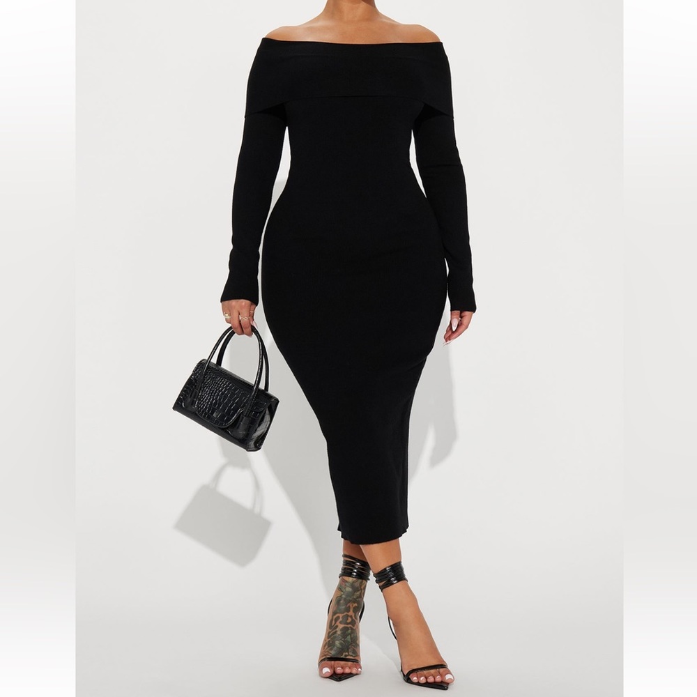 Off shoulder sweater dress